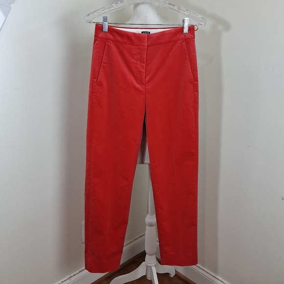 J.Crew Kate Straight-Leg Red Pant In Stretch Velvet Size 00 NWT - Picture 5 of 11